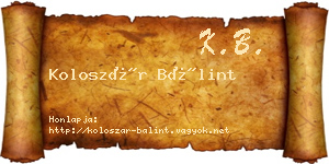 Koloszár Bálint névjegykártya