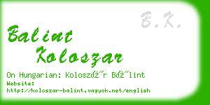 balint koloszar business card